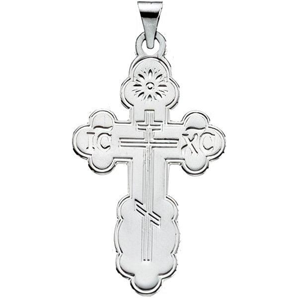 14K White Gold Orthodox Cross Pendant