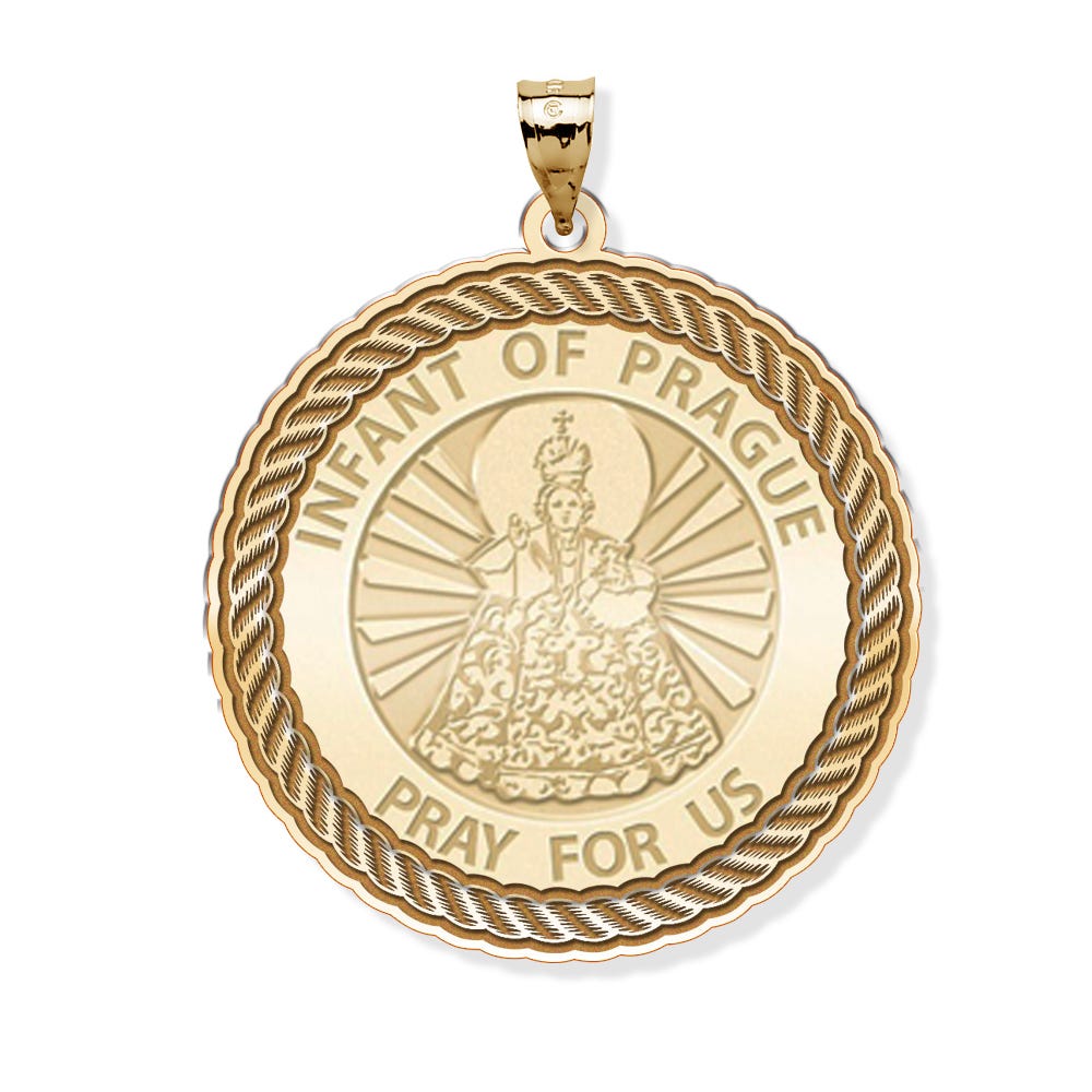 Infant Prague Round Rope Border Religious Medal