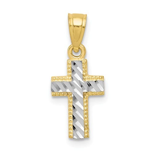 Gold Plated Diamond-Cut Cross Pendant