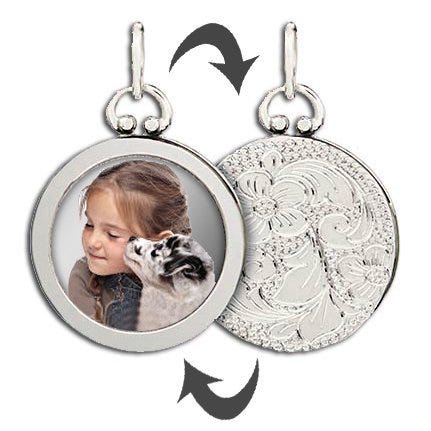 Sterling Silver Open Face Photo Pendant with Grooved Back