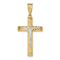 Two Tone Diamond Cut Crucifix Pendant