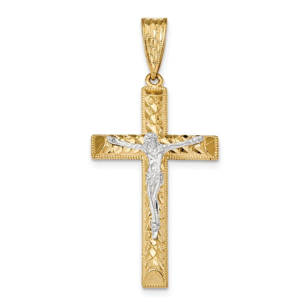Two Tone Diamond Cut Crucifix Pendant