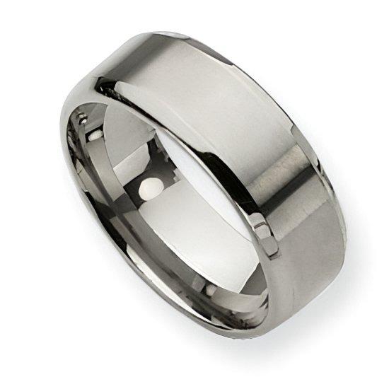 Titanium Beveled Edge Approx. 0.31 Inch Brushed and Polished Wedding Band