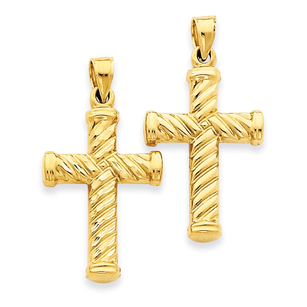 Reversible Diamond Cut Cross Pendant