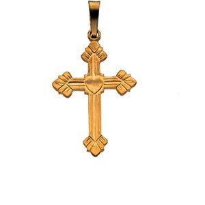 Fancy Heart Center Cross Pendant