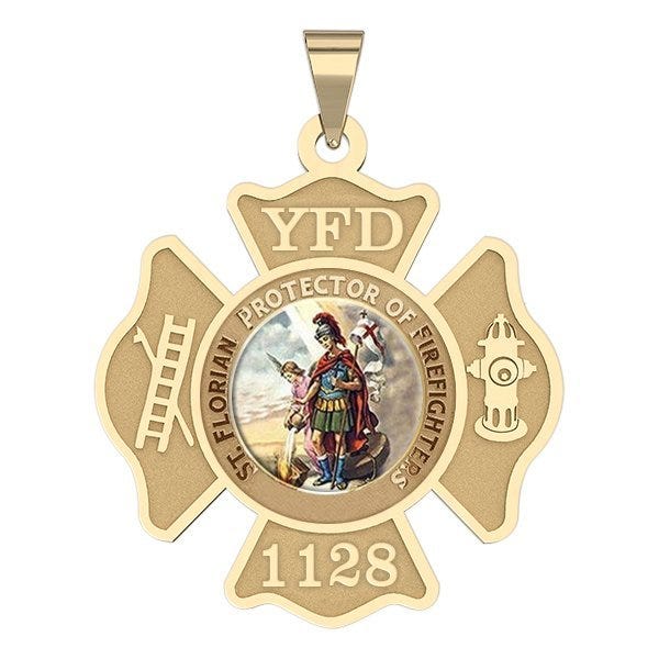 Customized Saint Florian Traditional Fire Badge Religious Color Medal