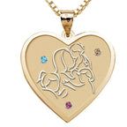 Mother with Three Daughters - Heart Pendant with Birthstones