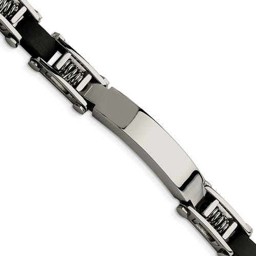 Custom Engraved Stainless Steel Men's Rubber 8.5In ID Bracelet
