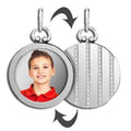 Sterling Silver Open Face Photo Pendant with Striped Back