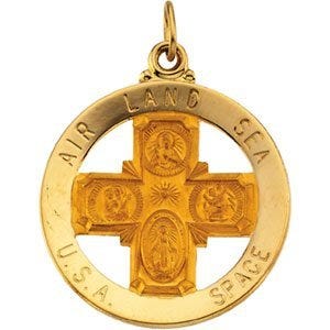 14K Gold Four Way Cross Medal