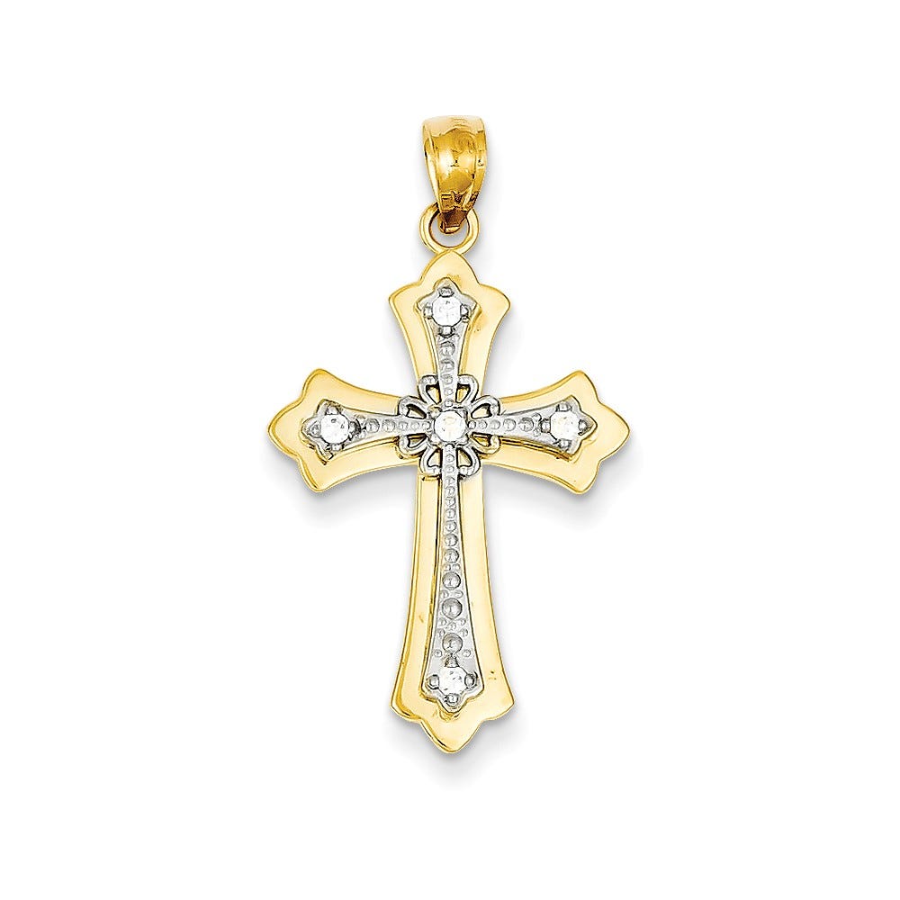 14K Gold Diamond Cross Pendant