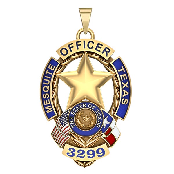 Personalized Mesquite Texas Police Badge with Your Rank, Dept. and Number