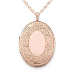 Rose Gold Plated Floral Oval Photo Locket