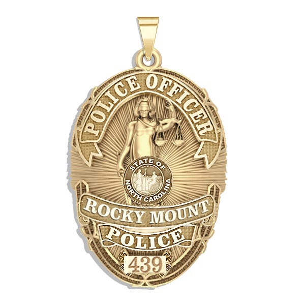 Personalized Rocky Mount North Carolina Police Badge with Rank and Number