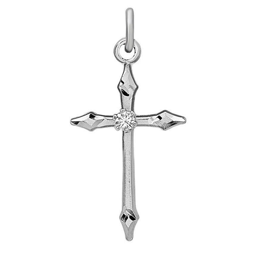 Sterling Silver Crucifix Pendant With Cubic Zirconia