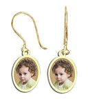 Oval Shaped Photo Pendant Kidney Wire Earrings