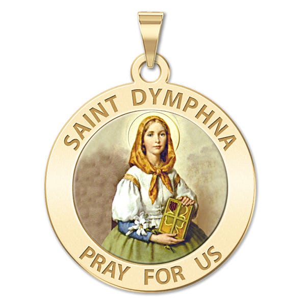 Saint Dymphna Round Religious Medal "Color"