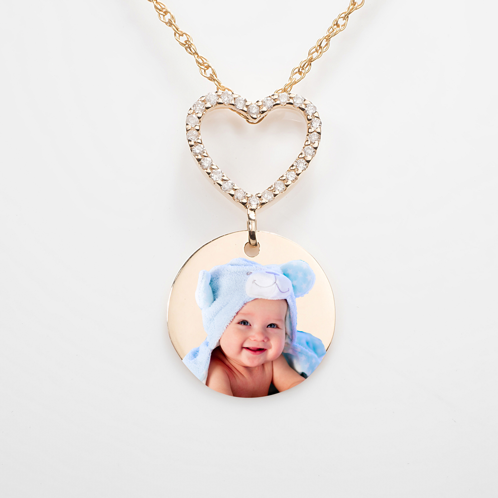 Diamond Encrusted Photo Pendant