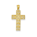 14K Yellow Gold Diamond Cut Filigree Cross Pendant