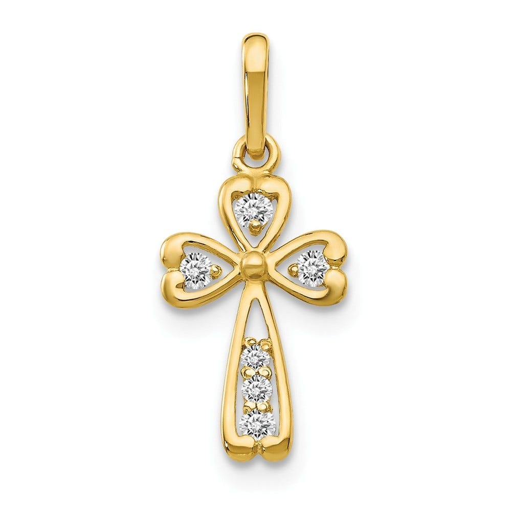 14K CZ Children\'s Cross Pendant