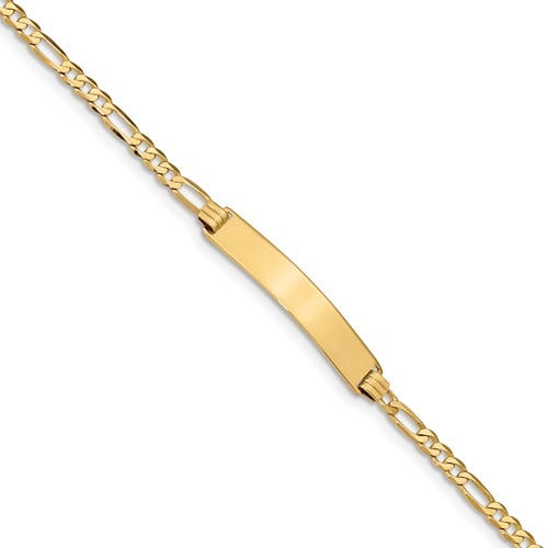 Custom Engraved 14K Gold Women's Figaro Link ID Bracelet