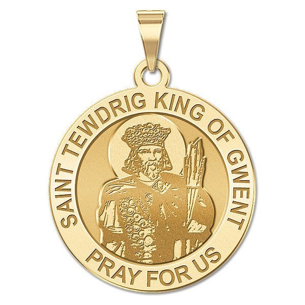 Saint Tewdrig King of Gwent Round Religious Medal