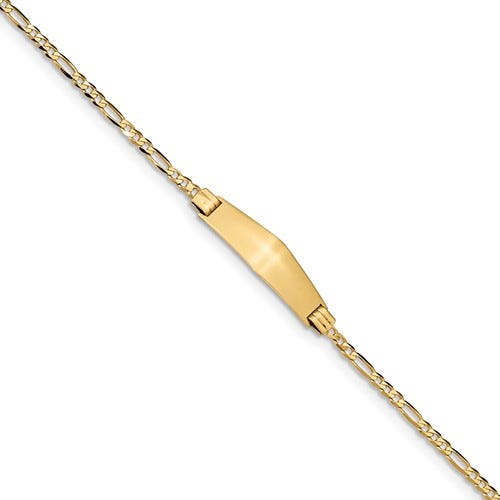 Custom Engraved 14K Gold Women's Figaro Link ID Bracelet