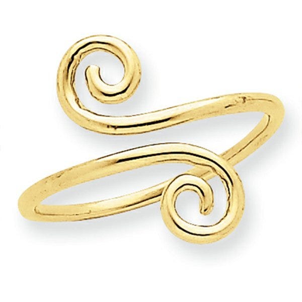 14K Yellow Gold Swirl Toe Ring