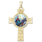 Holy Trinity Cross Religious Medal "Color