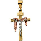Tricolor Crucifix With Shroud Pendant