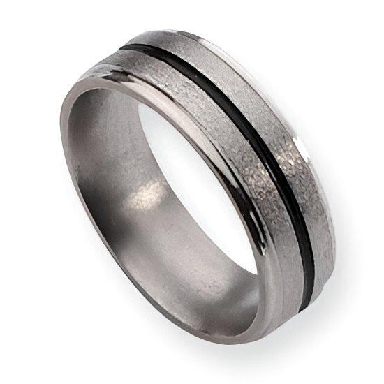 Titanium Black Accent Approx. 0.24 Inch Satin and Polished Wedding Band