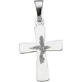 14K White Gold Holy Spirit Cross Pendant