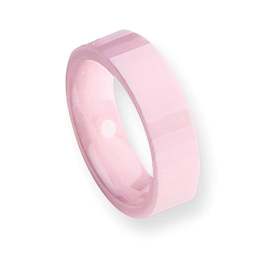 Ceramic Pink Faceted Approx. 0.24 Inch Polished Wedding Band