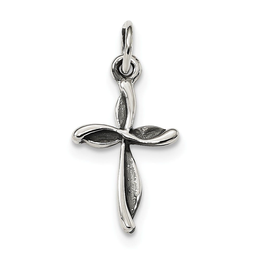 Sterling Silver Antiqued Passion Cross Charm