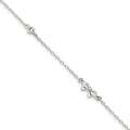 Sterling Silver CZ Accent & Bow Charm with 1 Inch Ext.