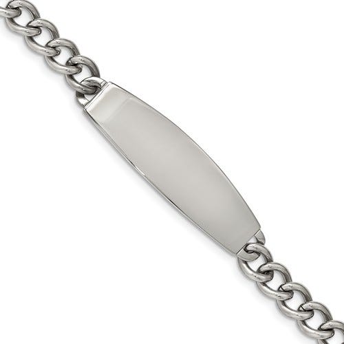 Custom Engraved Stainless Steel Men's 8.5In Curb Link ID Bracelet