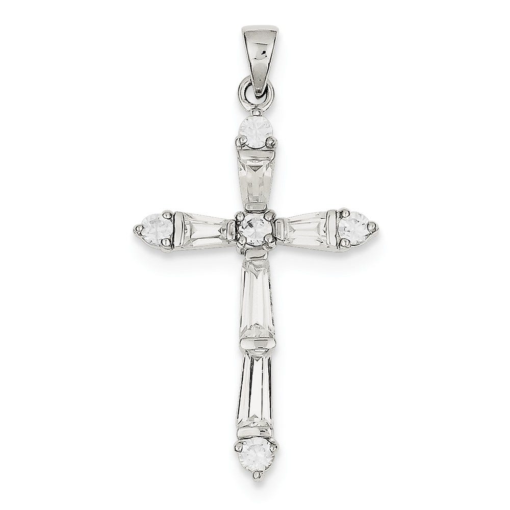 Sterling Silver Cz Cross Pendant