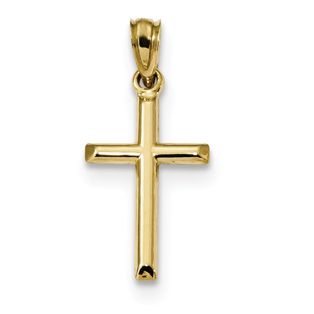 10K Polished Hollow Cross Pendant