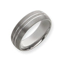 Tungsten Double Grooved Approx. 0.31 Inch Brushed and Polished Wedding Band