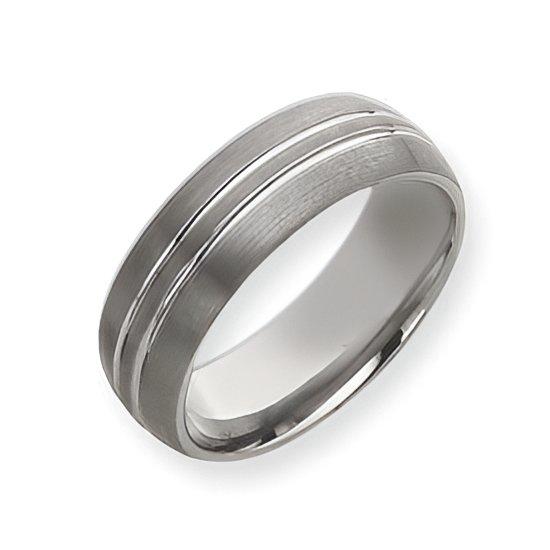 Tungsten Double Grooved Approx. 0.31 Inch Brushed and Polished Wedding Band