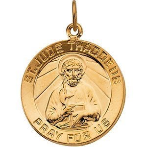 Yellow Gold Saint Jude Thaddeus Round Charm