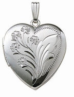 14K White Gold Floral Heart Photo Locket