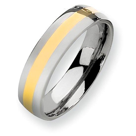 Titanium and 14K Inlay Polished Approx. 0.24 Inch Wedding Wedding Band