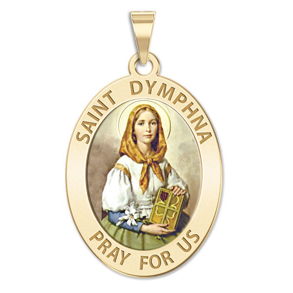 Saint Dymphna Oval Religious Medal