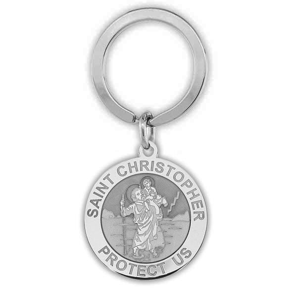 Stainless Steel Saint Christopher Keychain