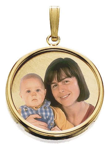 Small Round with Bezel Frame & Protective Crystal Photo Pendant