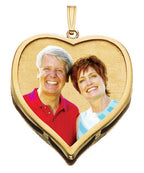 14K Large Heart with Bezel Frame Photo Pendant Picture Charm