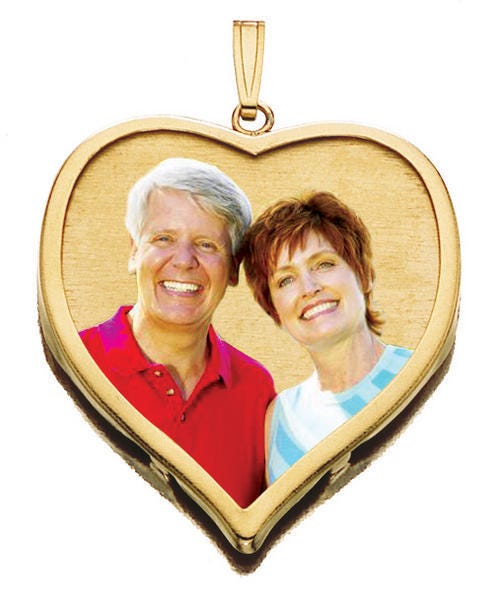 14K Large Heart with Bezel Frame Photo Pendant Picture Charm