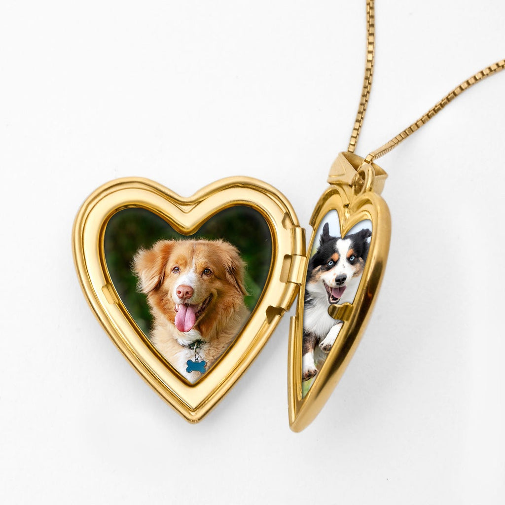 Solid 14K Heart Photo Locket With Genuine Diamond