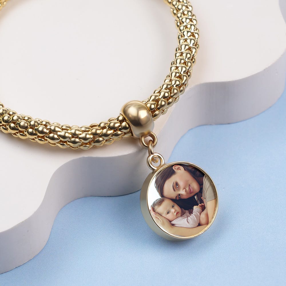 Photo Round Charm Bracelet